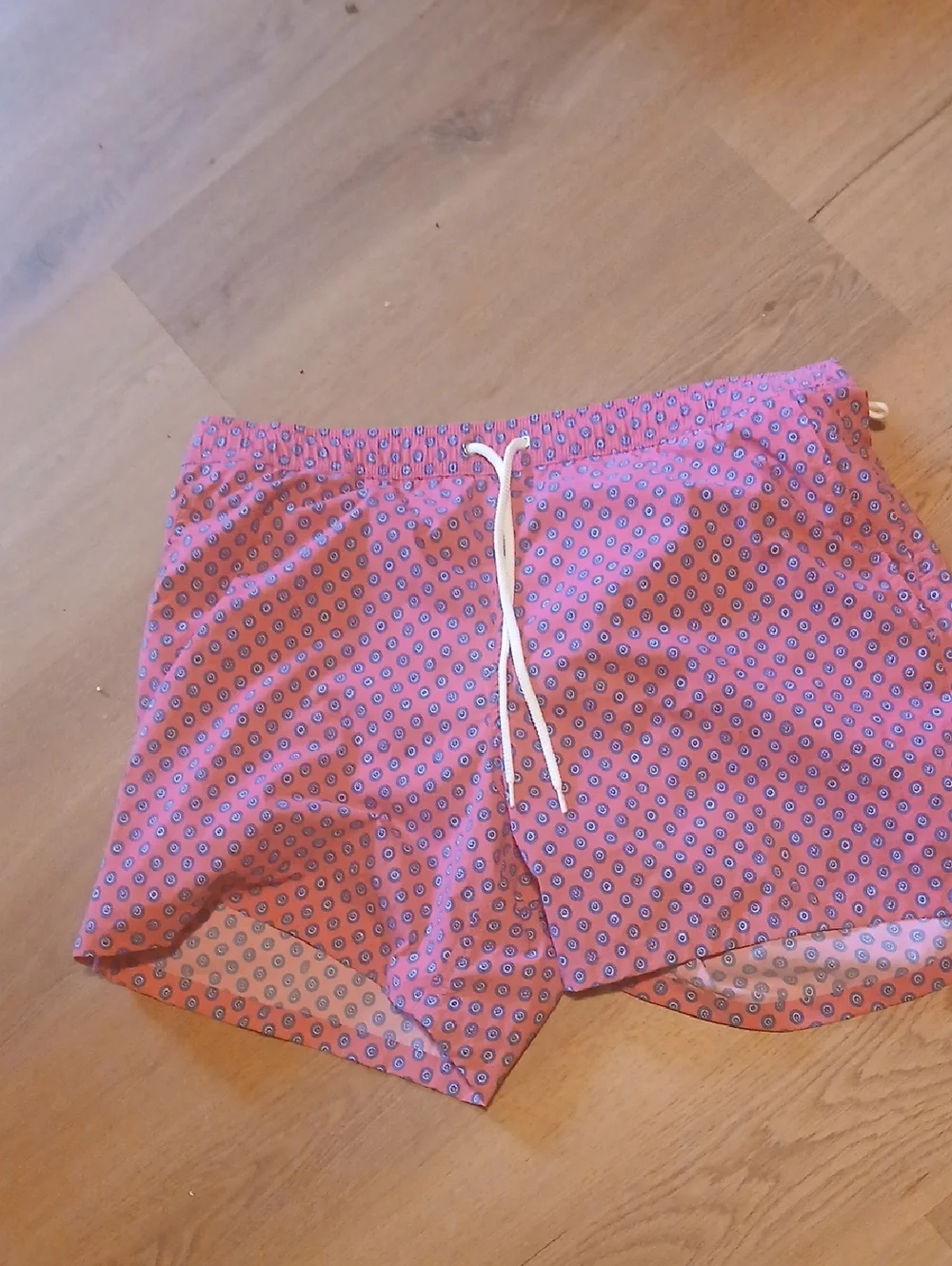 J. Crew Pink Geometric Drawstring Swim Trunks